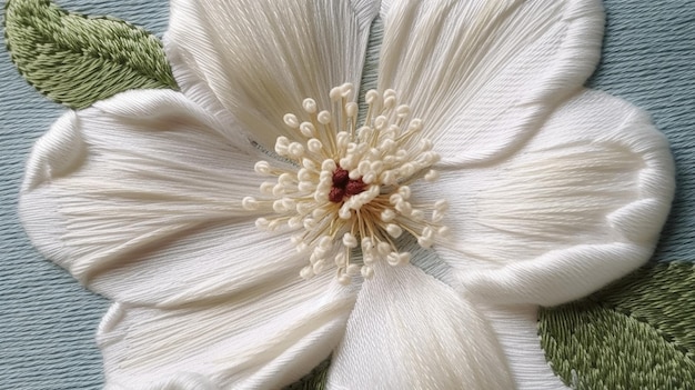 Haft na lnianej tkaninie